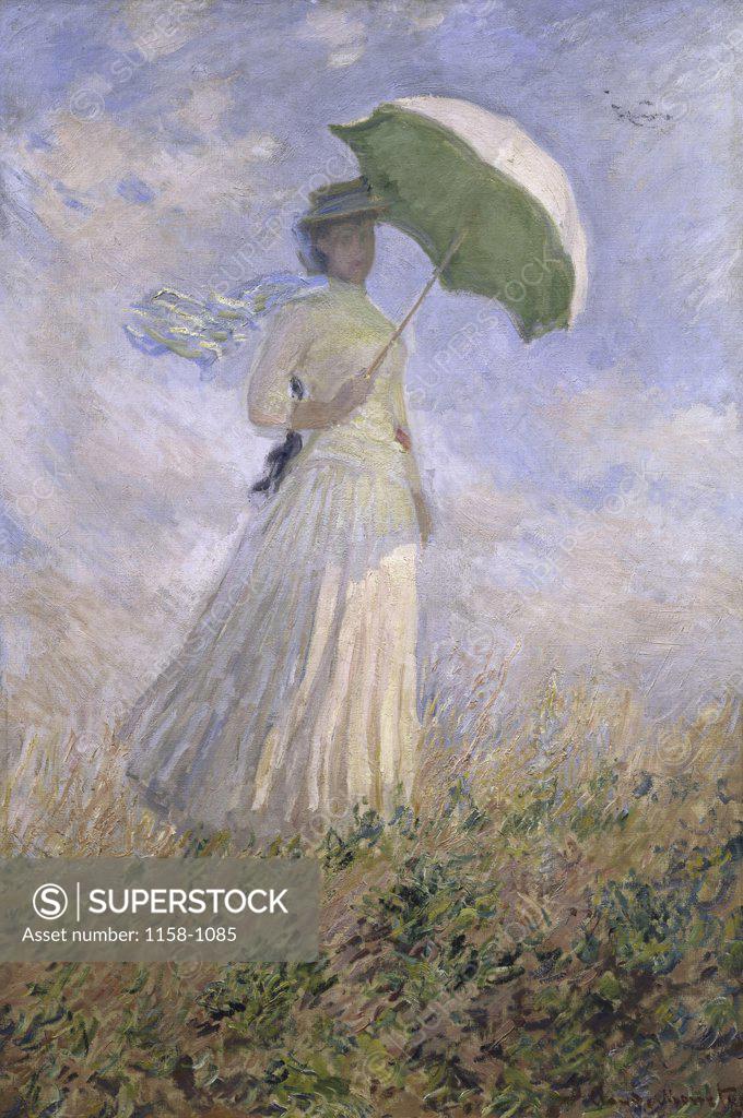 Stock Photo: 1158-1085 Woman With a Parasol Turned Toward the Right  1886  Claude Monet (1840-1926/French)  Musee d'Orsay, Paris 