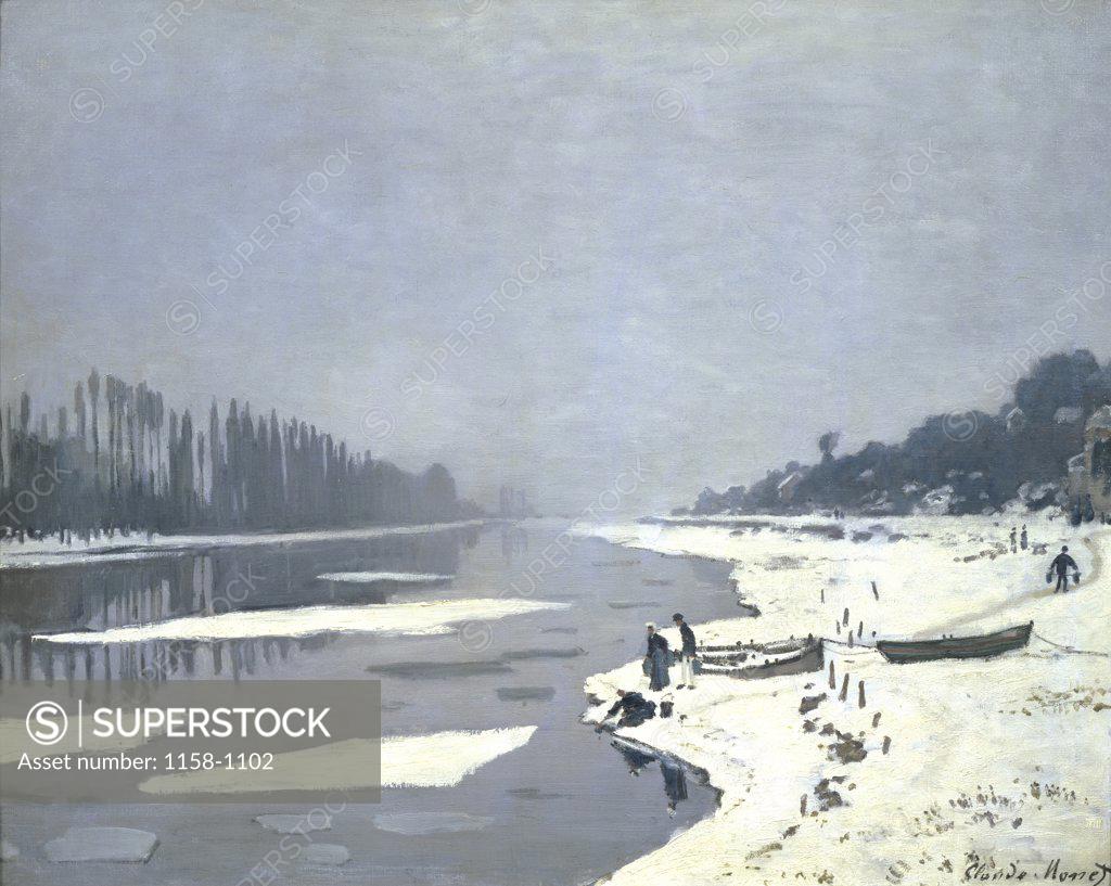 Stock Photo: 1158-1102 Ice Floes on the Seine at Bougival  (Glacons Sur la Seine a Bougival)  c. 1864  Claude Monet (1840-1926/French)  Musee d'Orsay, Paris 