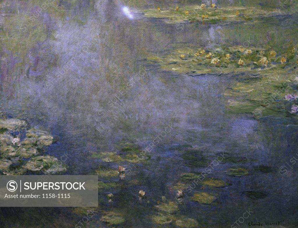 Stock Photo: 1158-1115 Water Lilies (Nympheas) Claude Monet (1840-1926/French) Private Collection 