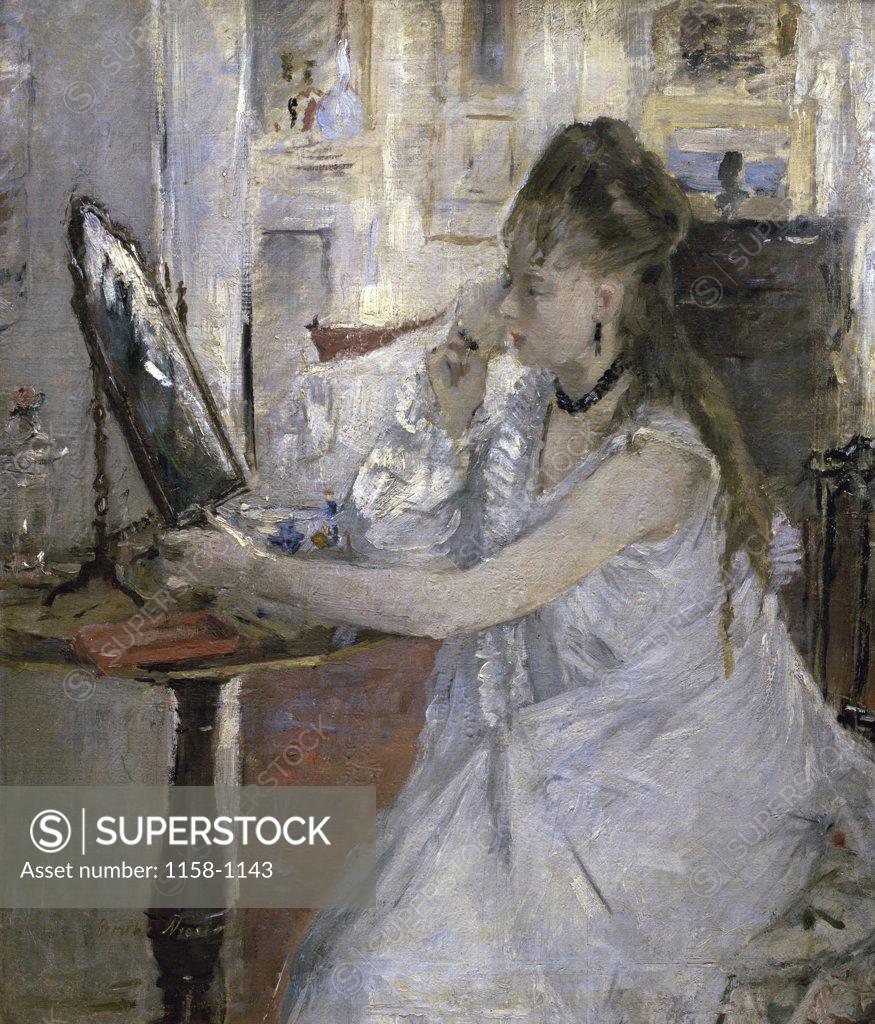 Stock Photo: 1158-1143 Young Woman Powdering Herself  (Femme a sa toilette)  1877  Berthe Morisot (1841-1895/French)  Musee d'Orsay, Paris  