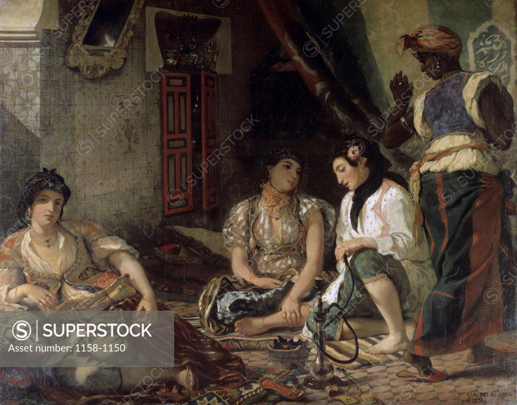 Stock Photo: 1158-1150 Algerian Women in their Apartment  (Femmes d'Alger dans leur Appartement)  1834  Eugene Delacroix (1798-1863/French)  Musee du Louvre, Paris 