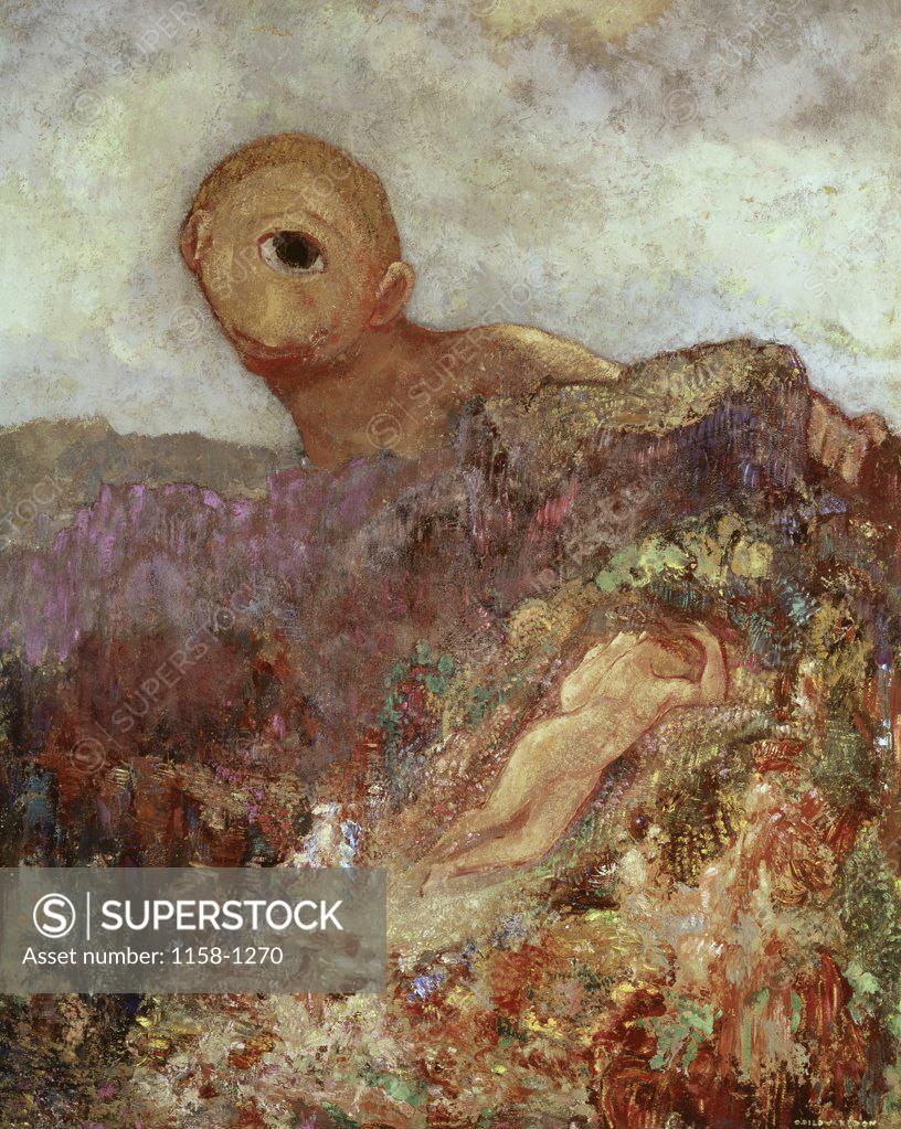 Stock Photo: 1158-1270 The Cyclops  ca. 1914 Odilon Redon (1840-1916 French)  Oil on canvas Kroller-Muller Museum, Otterlo, Netherlands