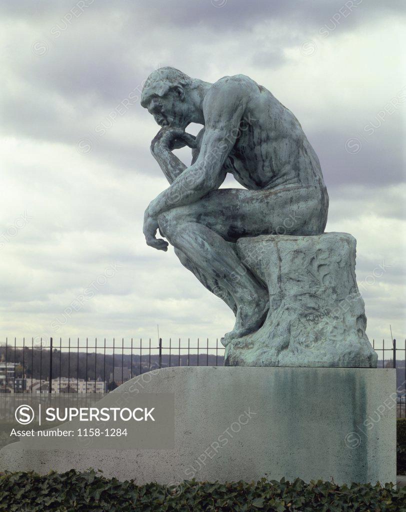 Stock Photo: 1158-1284 The Thinker  1880 Auguste Rodin (1840-1917/French)  Bronze  Musee Rodin, Paris 