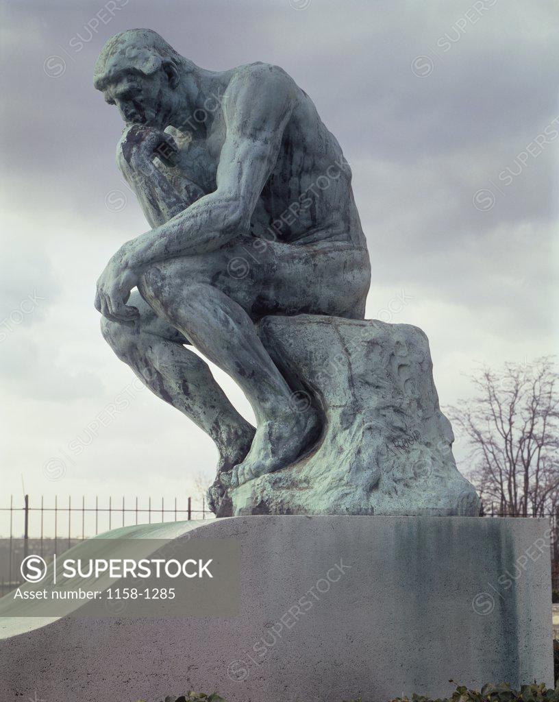 Stock Photo: 1158-1285 The Thinker (Le Penseur)  Auguste Rodin (1840-1917/French)  Muse Rodin, Paris 