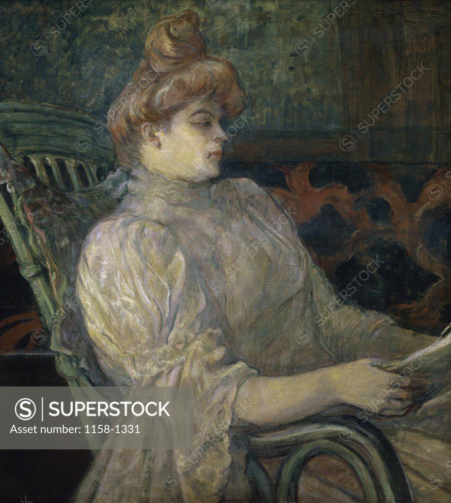 Stock Photo: 1158-1331 Woman Reading  (Femme Lisant)  Henri de Toulouse-Lautrec (1864-1901/French)  Annenberg Collection, Palm Springs 