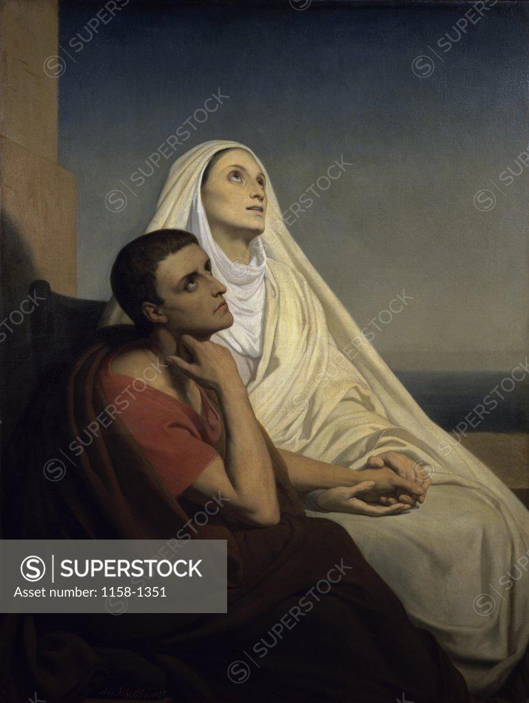 Stock Photo: 1158-1351 Saint Augustine and Saint Monica  Ary Scheffer (1795-1858/Dutch)  Musee du Louvre, Paris