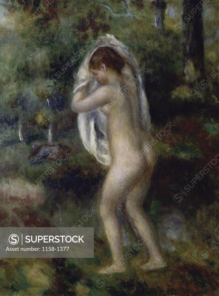 Stock Photo: 1158-1377 Young Girl Undressing To Bathe In The Forest  Pierre Auguste Renoir (1841-1919/French) Forbes Collection, New York City  