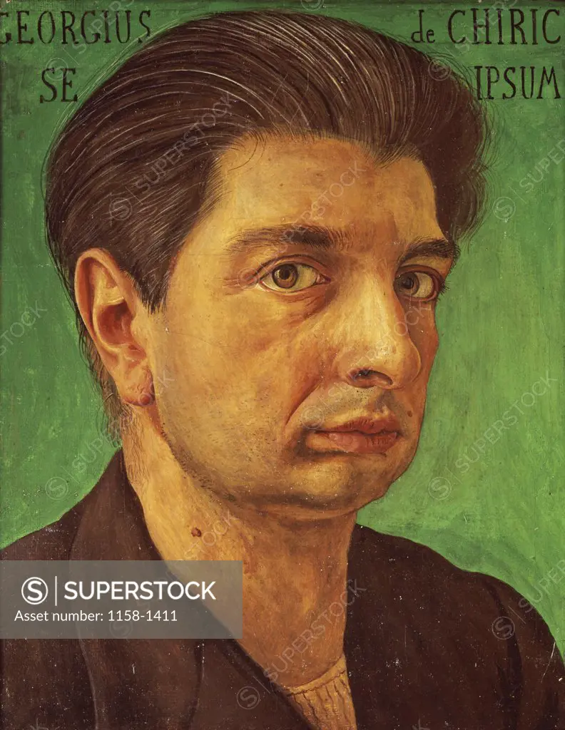 Self Portrait on a Green Background by Giorgio de Chirico, 1920, 1888-1978