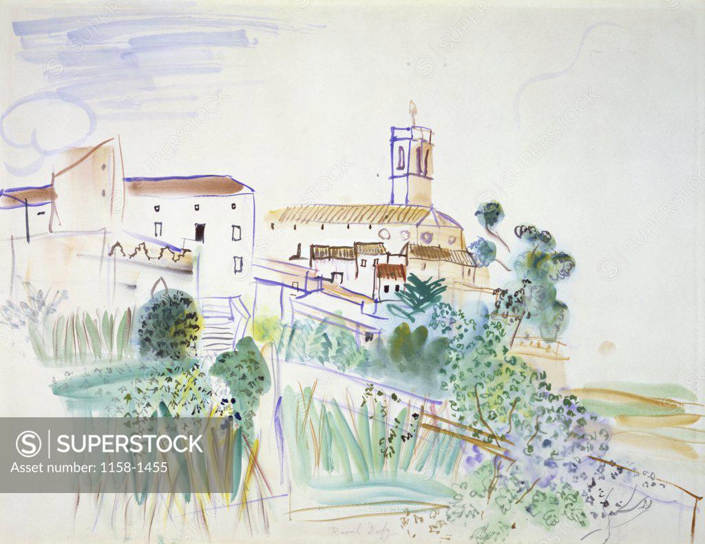 Stock Photo: 1158-1455 Village de Provence by Raoul Dufy, 1877-1953, Monaco, Collection Grimaldi