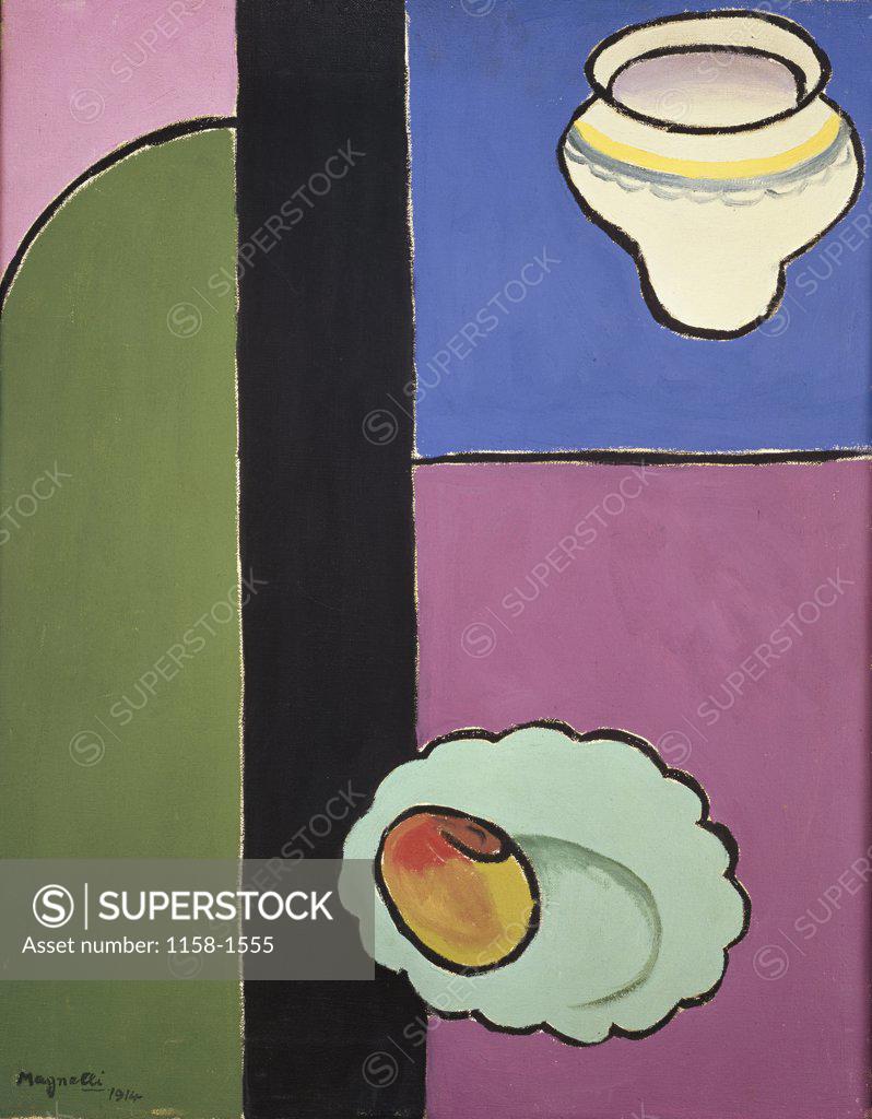 Stock Photo: 1158-1555 Still Life with an Apple by Alberto Magnelli, 1914, 1888-1971, France, Paris, Musee National d'Art de Moderne