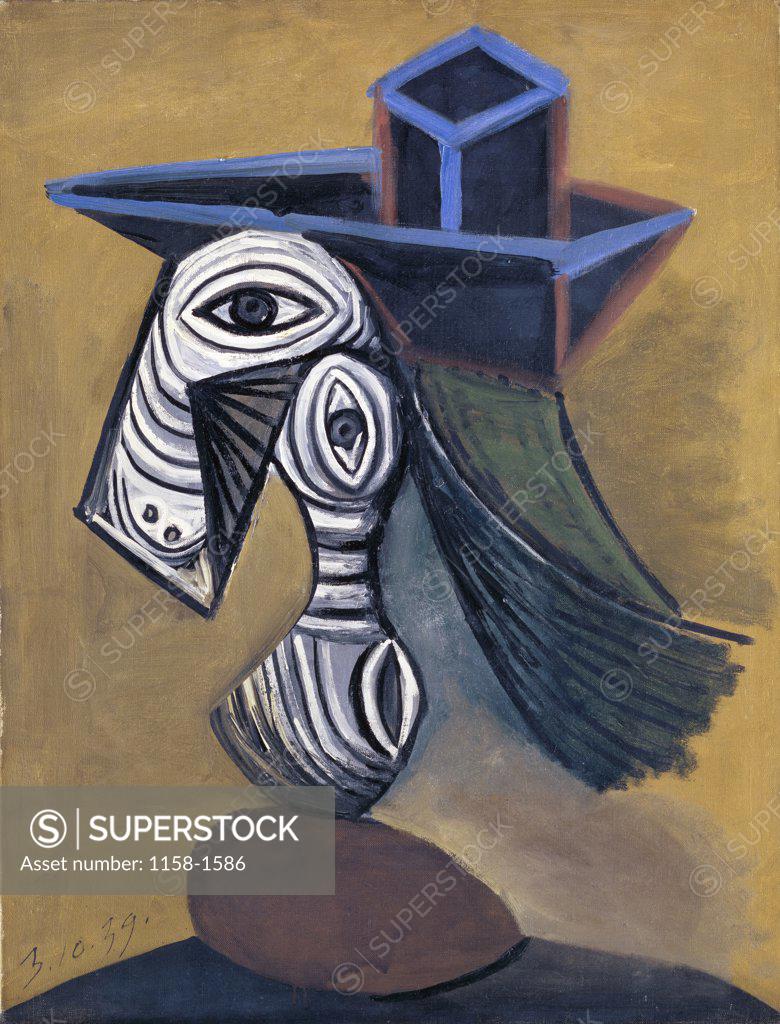 Stock Photo: 1158-1586 Woman with a Blue Hat by Pablo Picasso, 1939, 1881-1973, France, Paris, Musee Picasso