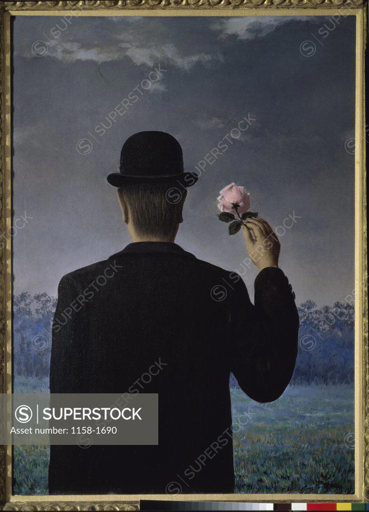 Stock Photo: 1158-1690 The Back of a Man with a Rose by Rene Magritte, 1898-1967, USA, California, Santa Monica, Private Collection