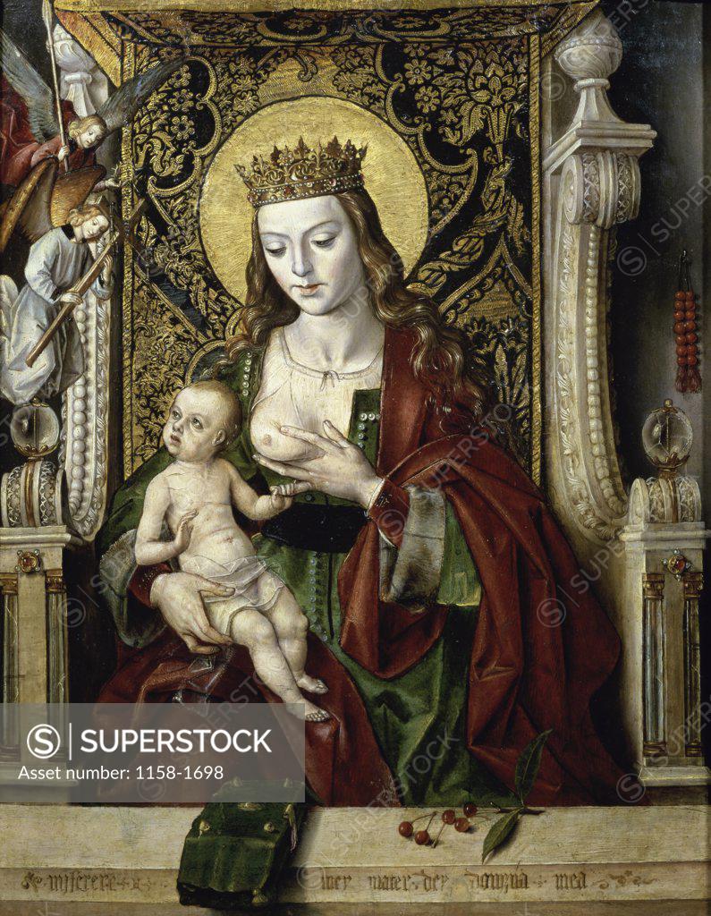 Stock Photo: 1158-1698 The Virgin Nursing the Child  Pedro Berruguete (ca. 1450-1504 Spanish)  Private Collection, Madrid 