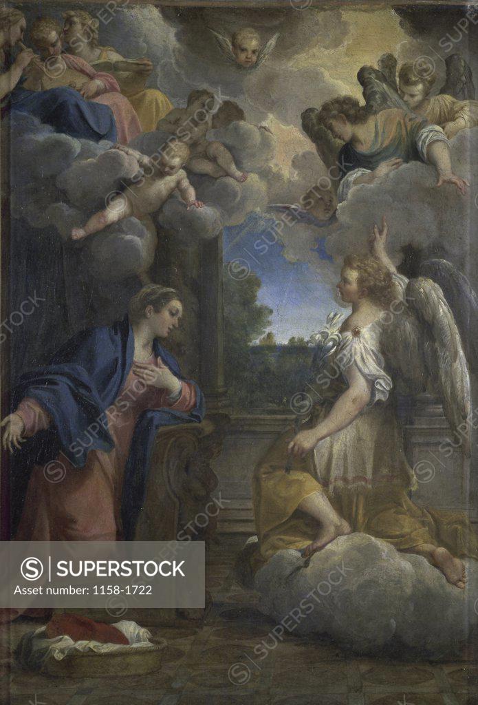 Stock Photo: 1158-1722 The Annunciation  Agostino Carracci (1557-1602/Italian)  Musee du Louvre, Paris 