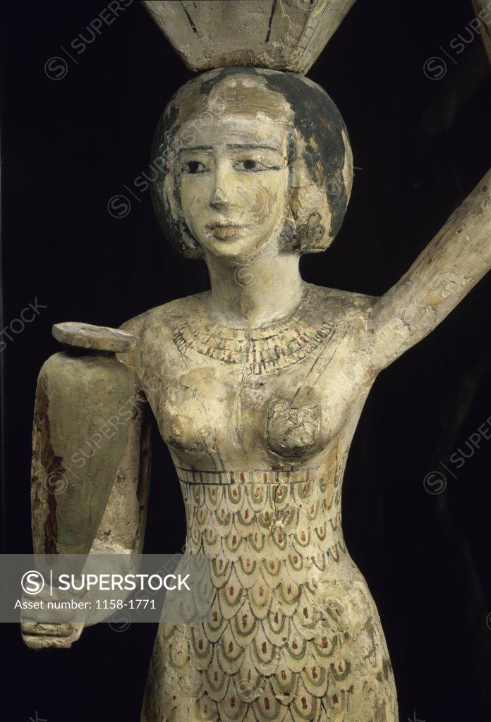 Stock Photo: 1158-1771 STATUE OF THE OFFERING PORTER EGYPTIAN ART d Musee du Louvre, Paris 