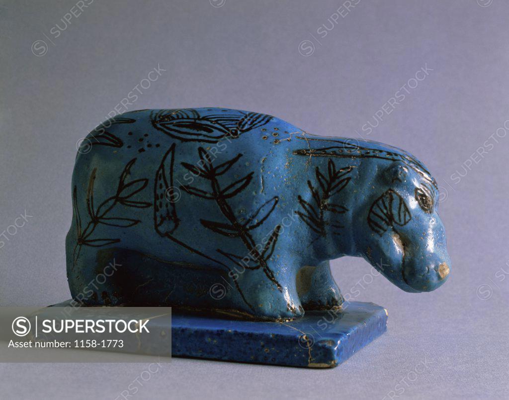 Stock Photo: 1158-1773 Statue of a Hippopotamus  Egyptian Art  Musee du Louvre, Paris 
