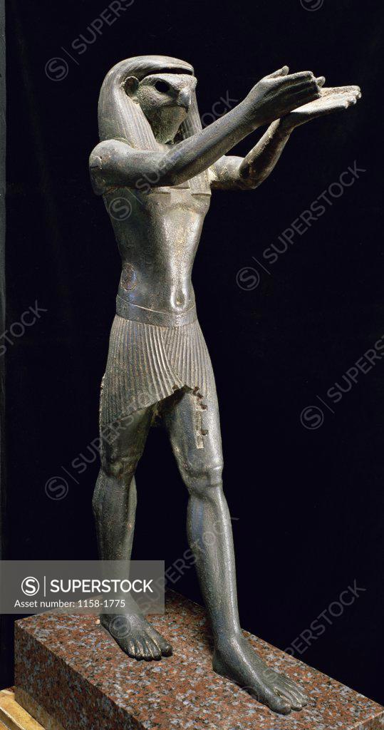 Stock Photo: 1158-1775 Statue of Horus  1069-664 BCE Egyptian Art  Bronze Musee du Louvre, Paris, France
