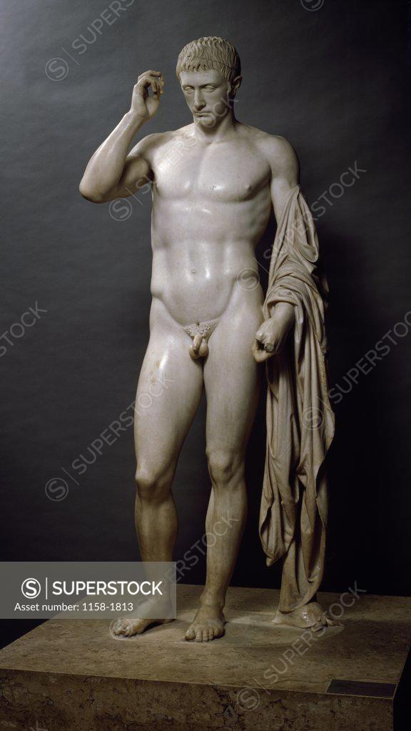 Stock Photo: 1158-1813 Marcellus as the God Hermes by Cleomenes the Athenian, marble, 1st century B.C., France, Paris, Musee du Louvre