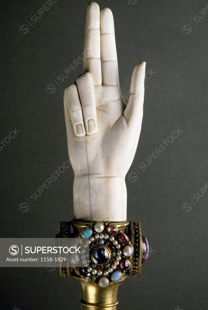 Stock Photo: 1158-1829 Hand of Justice from Treasure of St. Denis by Artist Unknown, France, Paris, Musee du Louvre