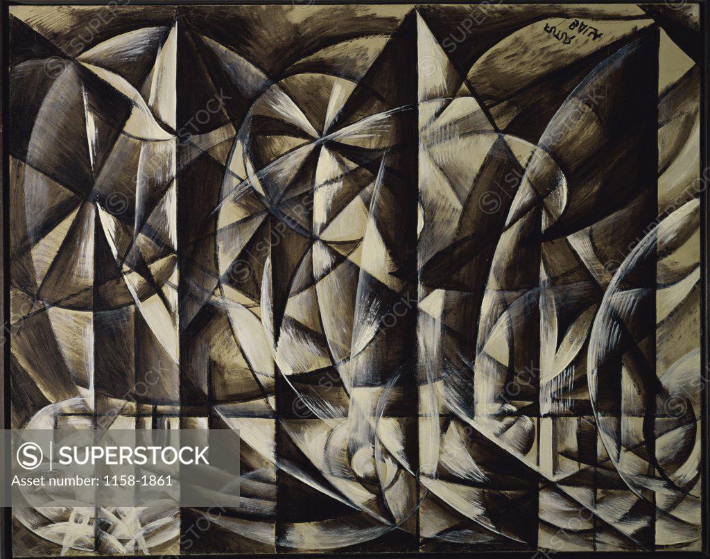 Stock Photo: 1158-1861 Speed of the Automobile and Light by Giacomo Balla, 1910, 1874-1958