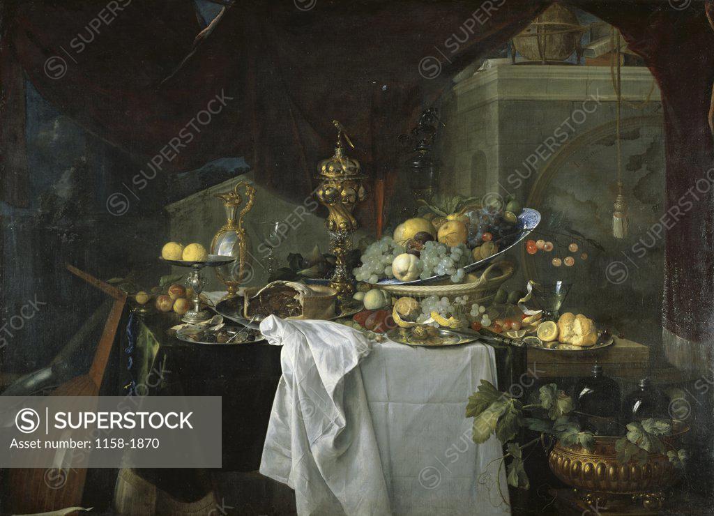 Stock Photo: 1158-1870 A Dessert  1640  Jan Davidsz. de Heem (1606-1684/ Dutch)  Musee du Louvre, Paris 