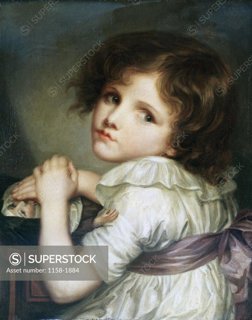 Stock Photo: 1158-1884 A Child with a Doll Jean Baptiste Greuze (1725-1805 French) Musee du Louvre, Paris  