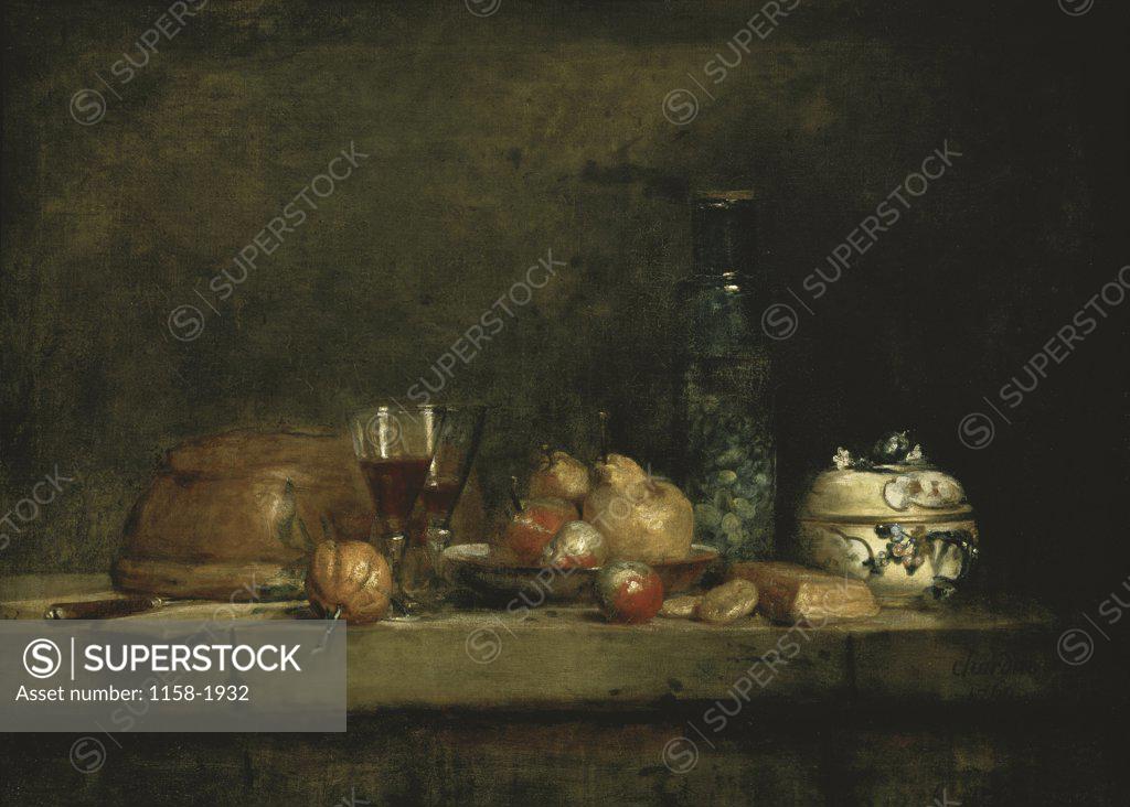 Stock Photo: 1158-1932 The Jar of Olives Jean-Siméon Chardin (1699-1779 French)  Musee du Louvre, Paris