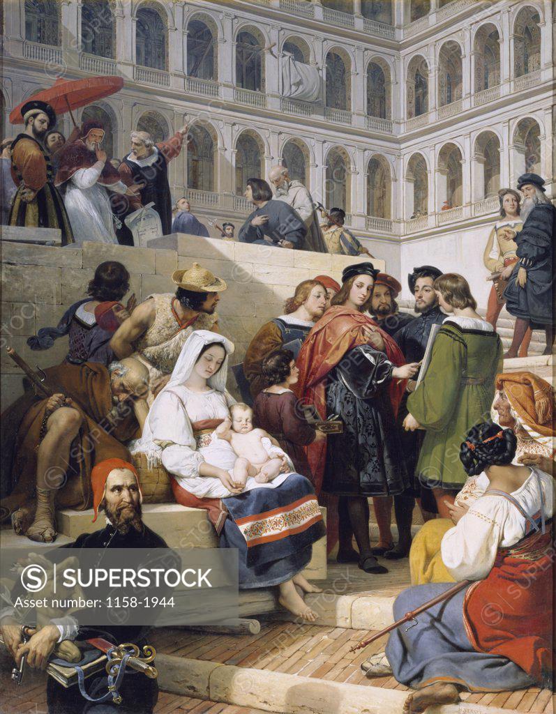 Stock Photo: 1158-1944 Raphael At Vatican, by Horace Vernet, painting, Paris, Musee du Louvre