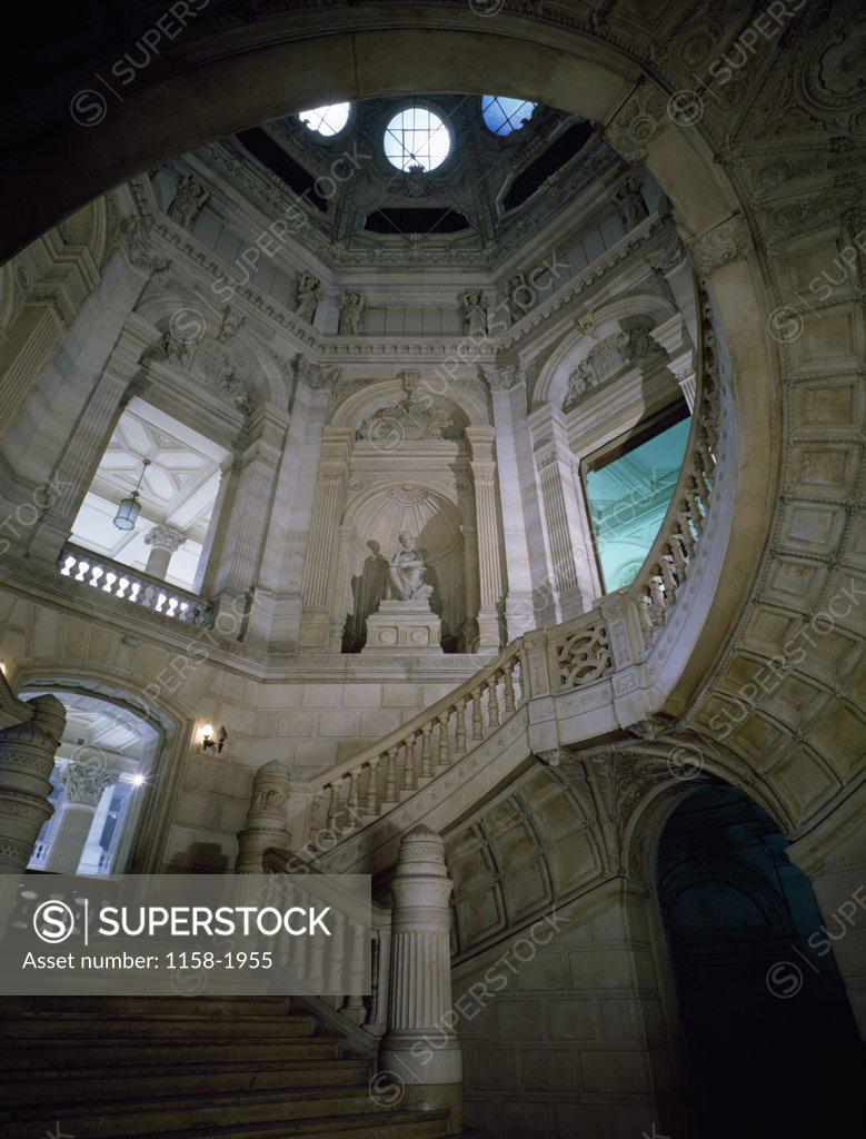 Stock Photo: 1158-1955 France, Paris, Tribunal of Commerce, Stairway of Honor