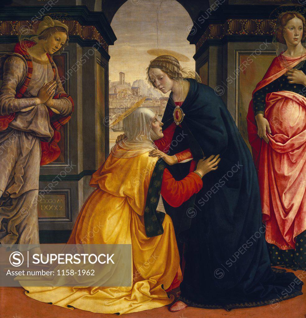 Stock Photo: 1158-1962 The Visitation by Domenico Ghirlandaio,  1491,  (1449-1494),  France,  Paris,  Musee du Louvre