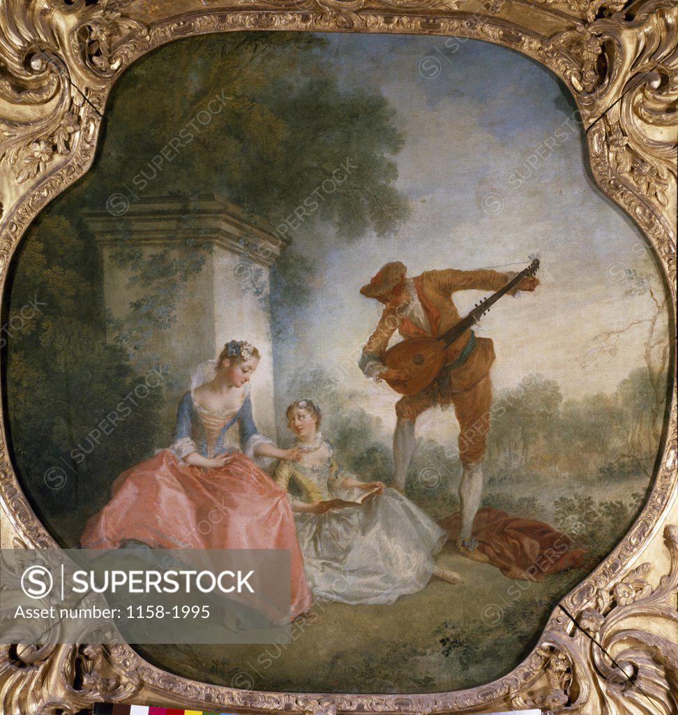 Stock Photo: 1158-1995 The Music Lesson by Nicolas Lancret, (1690-1743), France, Paris, Musee du Louvre