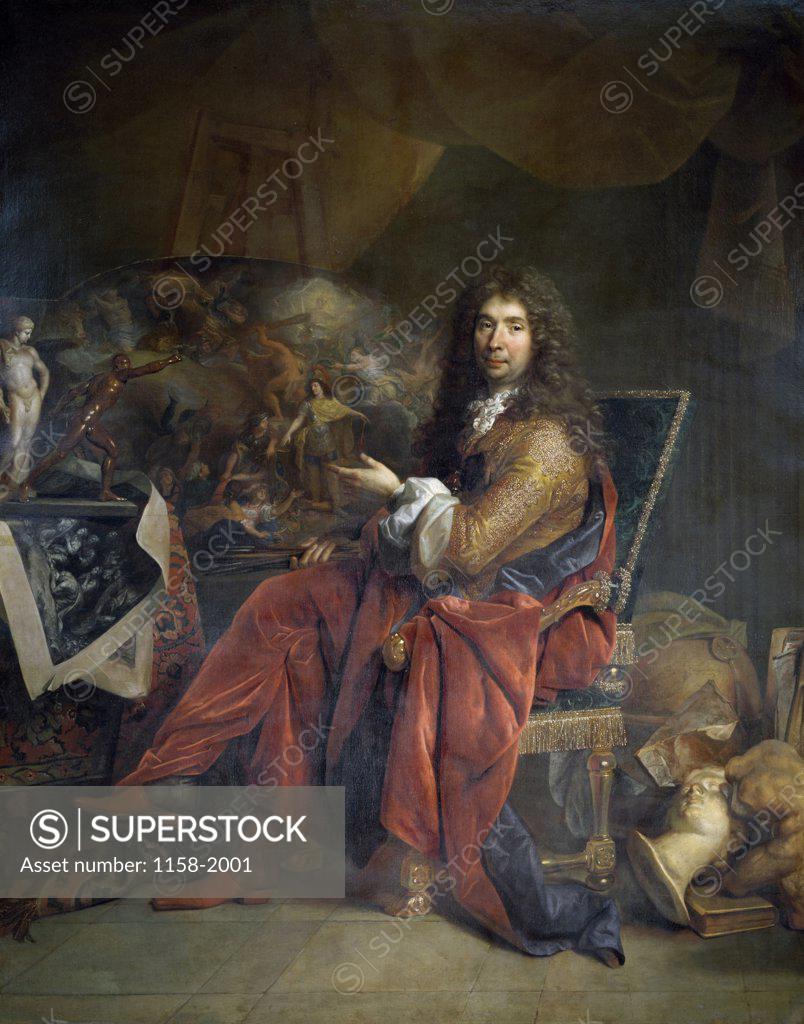 Stock Photo: 1158-2001 Portrait of Charles Le Brun by Nicholas de Largilliere, 1686, (1656-1746), France, Paris, Musee du Louvre