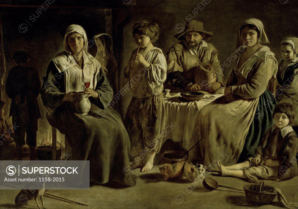 Stock Photo: 1158-2015 Family of Peasants  (Famille de Paysans)  1642  Louis Le Nain (c. 1593-1648/French)  Musee du Louvre, Paris 