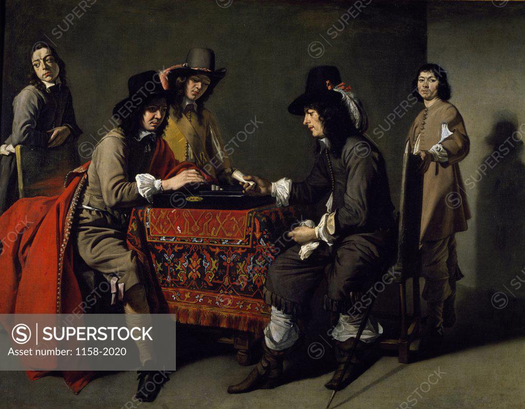 Stock Photo: 1158-2020 The Tric-Trac Players by Mathieu Le Nain, (1607-1677)