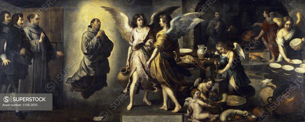 Stock Photo: 1158-2031 La Cuisine des Anges 1646 Bartolome Esteban Murillo (1617-1682/ Spanish) Oil on canvas Musee du Louvre, Paris 