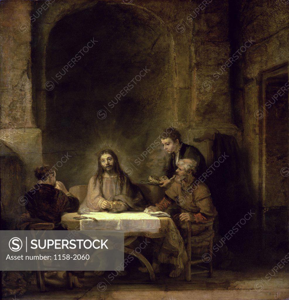 Stock Photo: 1158-2060 Supper at Emmaus  1648  Rembrandt Harmensz van Rijn (1606-1669/Dutch)  Oil on canvas Musee du Louvre, Paris 