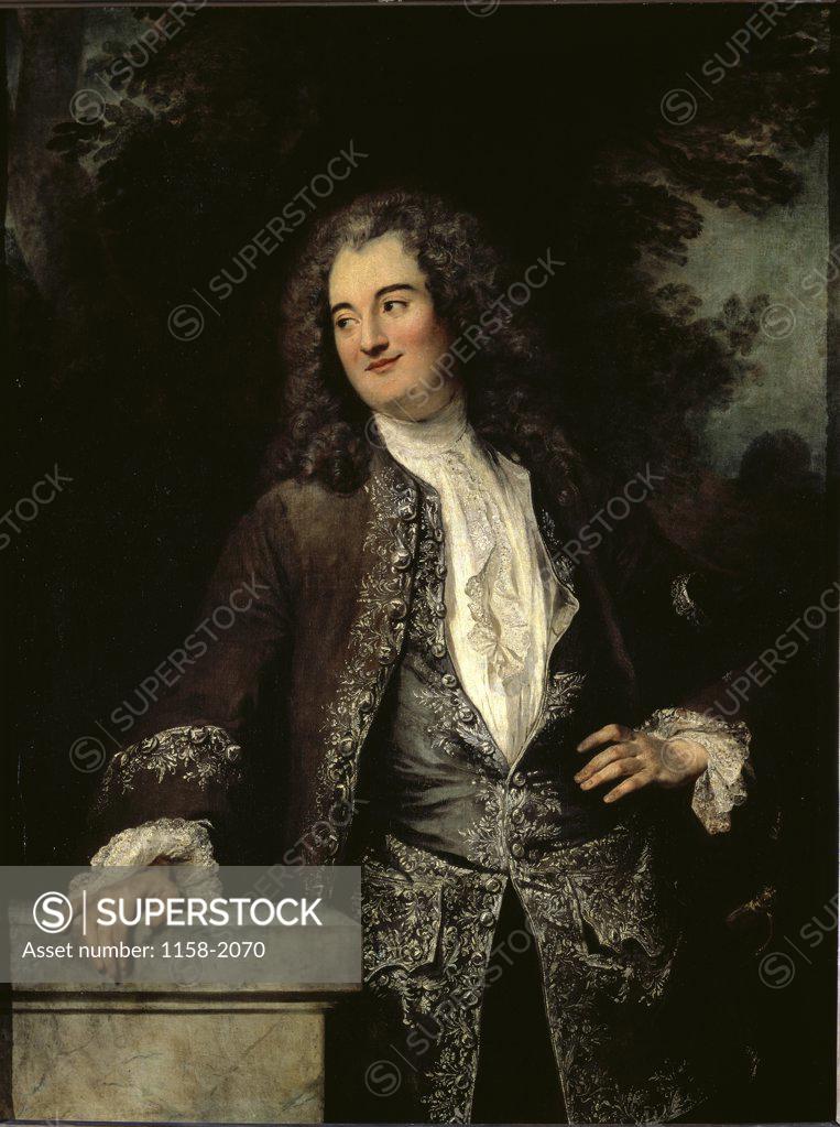 Stock Photo: 1158-2070 Portrait of a Gentleman  (Portrait d'un Gentilhomme)  18th C. Jean Antoine Watteau (1684-1721/French)  Musee du Louvre, Paris 