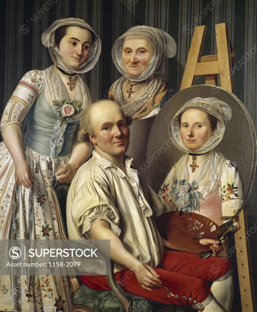 Stock Photo: 1158-2079 The Artist and his Family by Antoine Raspal, (1738-1811), France, Arles, Musee des Beaux Arts
