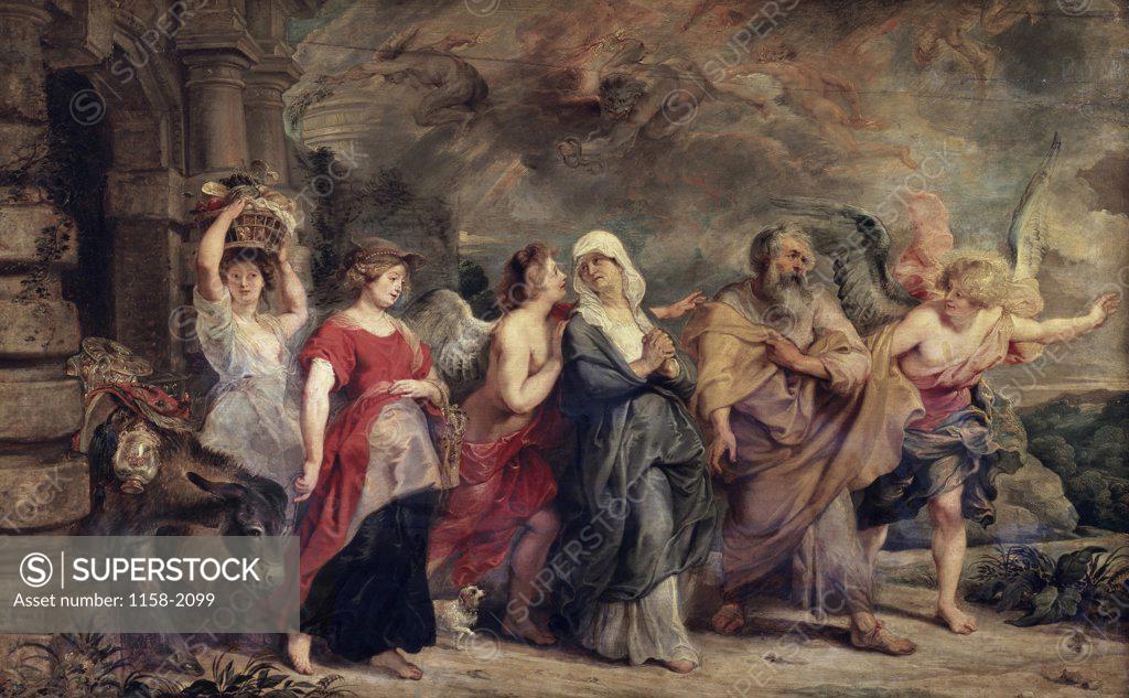 Stock Photo: 1158-2099 The Escape of Lot 17th C. Peter Paul Rubens (1577-1640/Flemish) Musee du Louvre, Paris, France