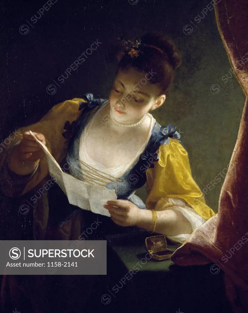 Young Woman Reading a Letter by Jean Raoux, 18th Century, (1677-1734), France, Paris, Musee du Petit Palais
