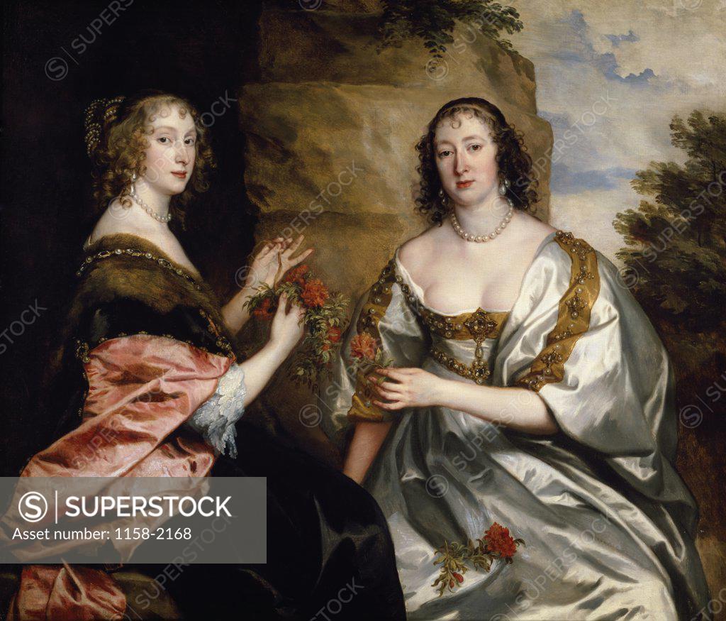 Stock Photo: 1158-2168 Lady Morton and Mrs. Killigrew, by Sir Anthony van Dyck, painting, London, Marlborough Fine Arts Ltd. Collection