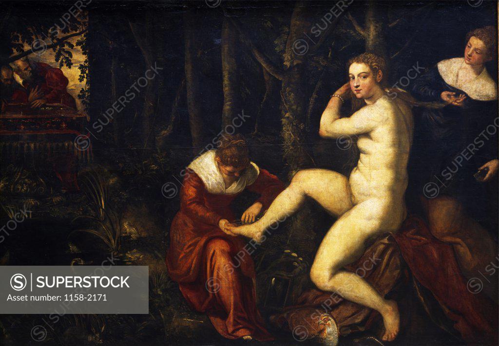 Stock Photo: 1158-2171 Suzanna at her Bath by Tintoretto,  oil on canvas,  Circa 1560,  (1518-1594),  France,  Paris,  Musee du Louvre