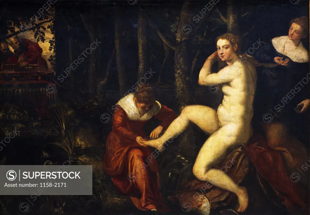 Suzanna at her Bath by Tintoretto,  oil on canvas,  Circa 1560,  (1518-1594),  France,  Paris,  Musee du Louvre