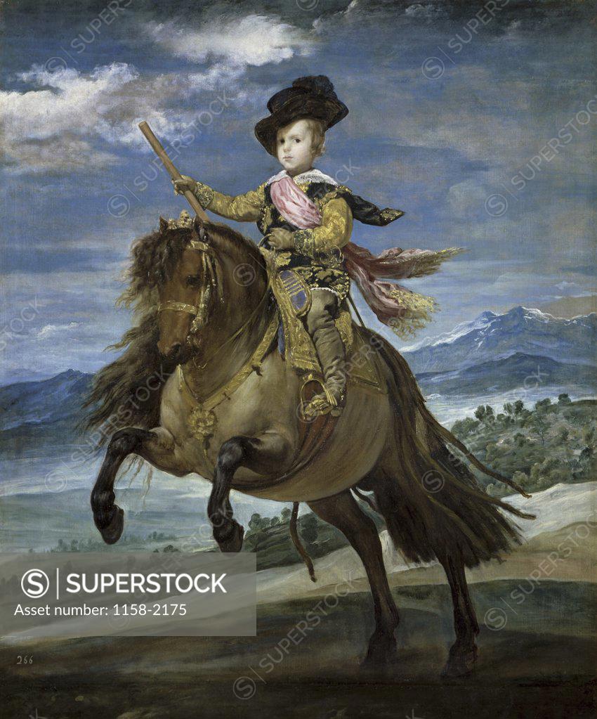 Stock Photo: 1158-2175 Prince  Carlos Balthasar on  Horseback c. 1635-1636 Diego Velazquez  (1599-1660/Spanish)  Oil on canvas Museo del Prado, Madrid  