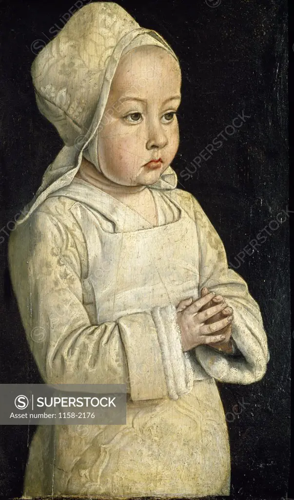 Suzanne of Bourbon (Child at Prayer) by Jean Hey (Master of Moulins), oil on wood, Circa 1492, France, Paris, Musee du Louvre