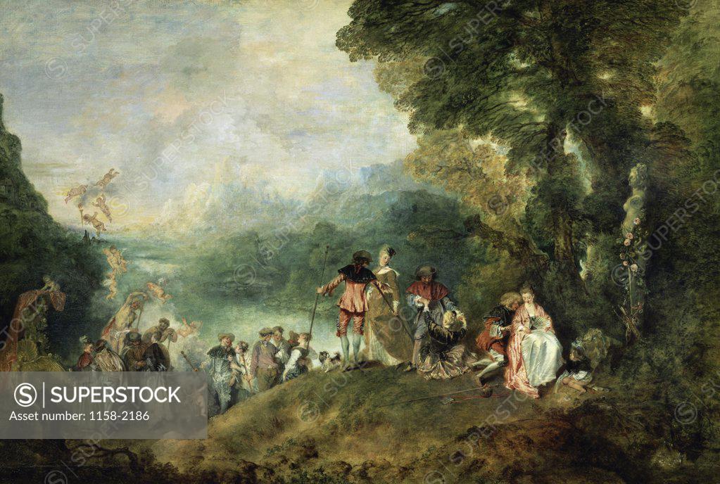 Stock Photo: 1158-2186 The Embarkation for Cythera  1717 Jean Antoine Watteau (1684-1721/French)  Oil on canvas Muse du Louvre, Paris 