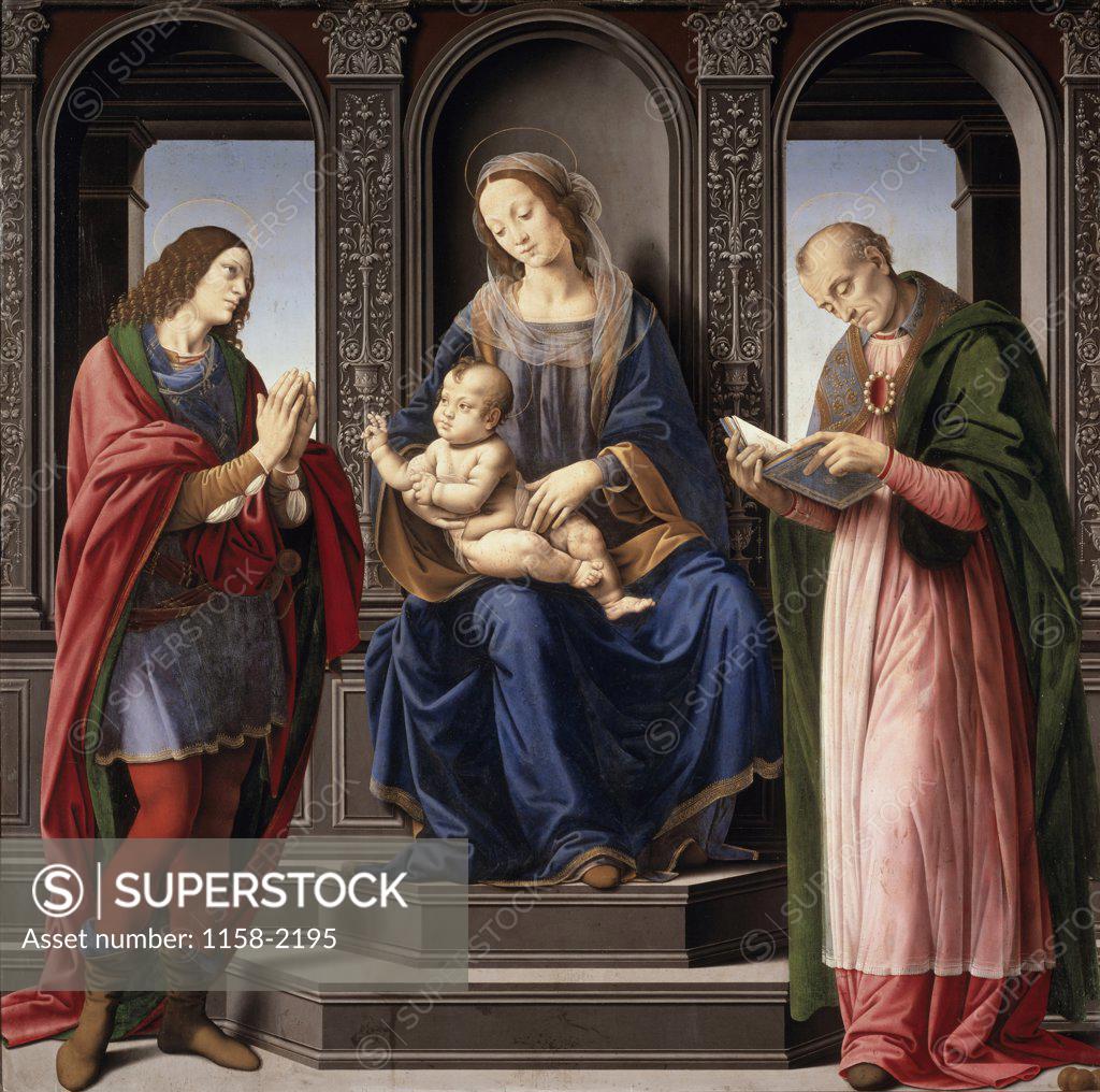 Stock Photo: 1158-2195 The Virgin and Child with St. Julian and St. Nicholas of Myra Lorenzo di Credi ca. (1460-1537/Italian)  Musee du Louvre, Paris 