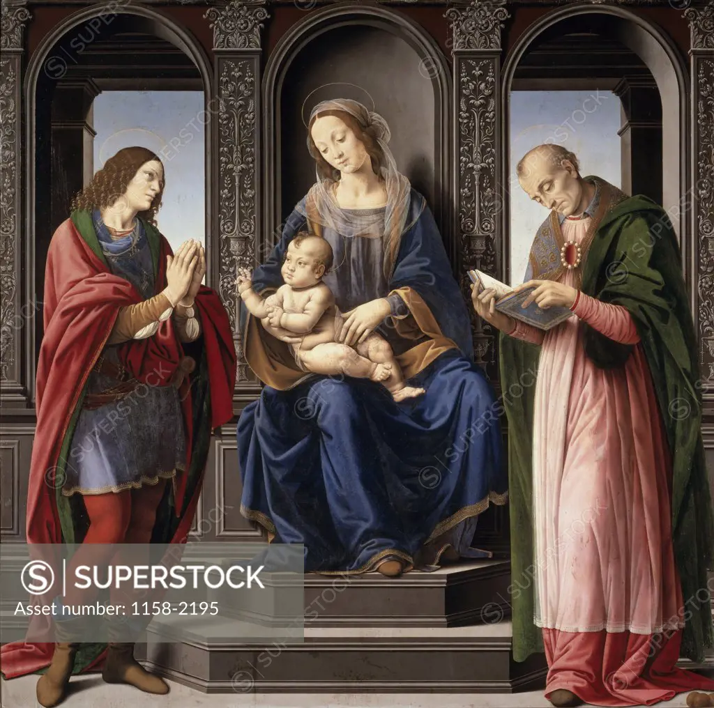 The Virgin and Child with St. Julian and St. Nicholas of Myra Lorenzo di Credi ca. (1460-1537/Italian)  Musee du Louvre, Paris 