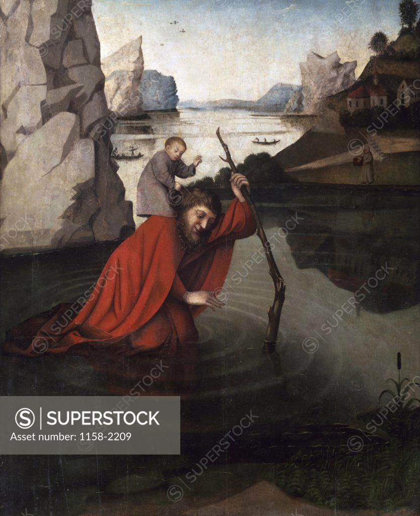 Stock Photo: 1158-2209 Saint Christopher by Konrad Witz,  (Circa 1405-1446),  Germany,  Bale,  Kunstmuseum