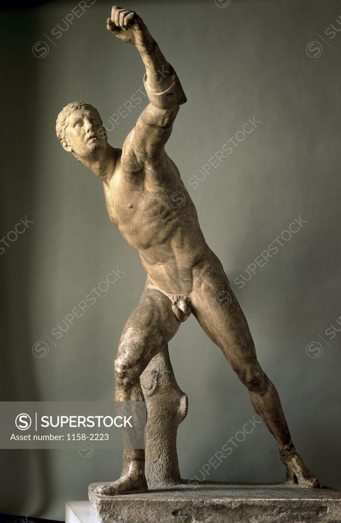 Stock Photo: 1158-2223 Battling Warrior, called Borghese Gladiator  1st C. B.C.  Roman Art  Musee du Louvre, Paris 